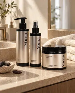 Yúma Tonka Body Care Set in a home setting.