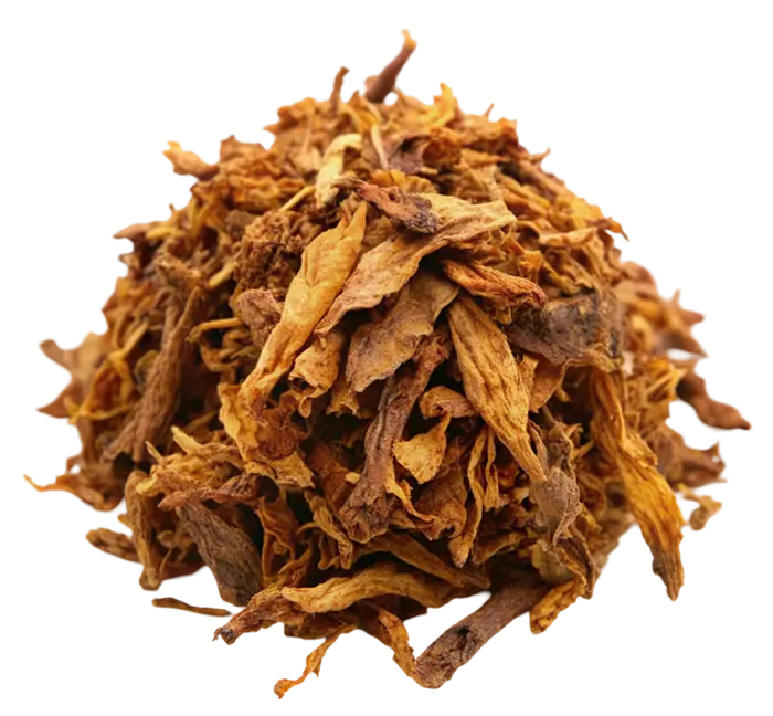 A pile of dried brown and orange flower petals on a white background.