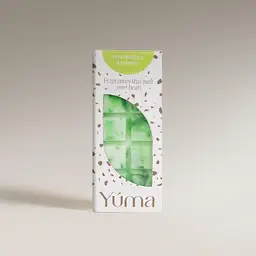 YUMA Wax Melts Hesperides Jasmine white packaging with a green bar-shaped wax melt.