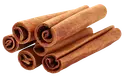 Cinnamon A stack of brown cinnamon sticks on a white background.