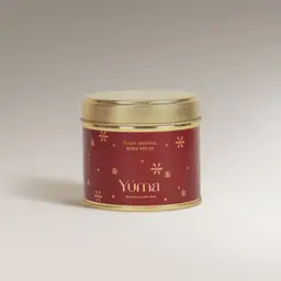 Melomakarono Wax Melts YUMA Melomakarono Wax Melts metal tin in burgundy with gold snowflake details.