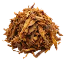 Tobacco A pile of dried brown and orange flower petals on a white background.