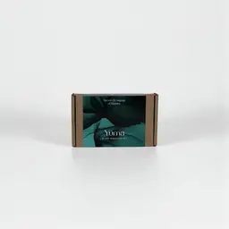 Sample Kit Q3 2026 Closed YUMA Sample Kit paper box with a dark green label on a white background.